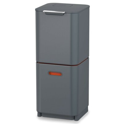 Kosz na śmieci do segregacji JOSEPH JOSEPH Totem Compact dwie komory, filtr pochłaniający zapachy 40L Grafitowo-pomarańczowy