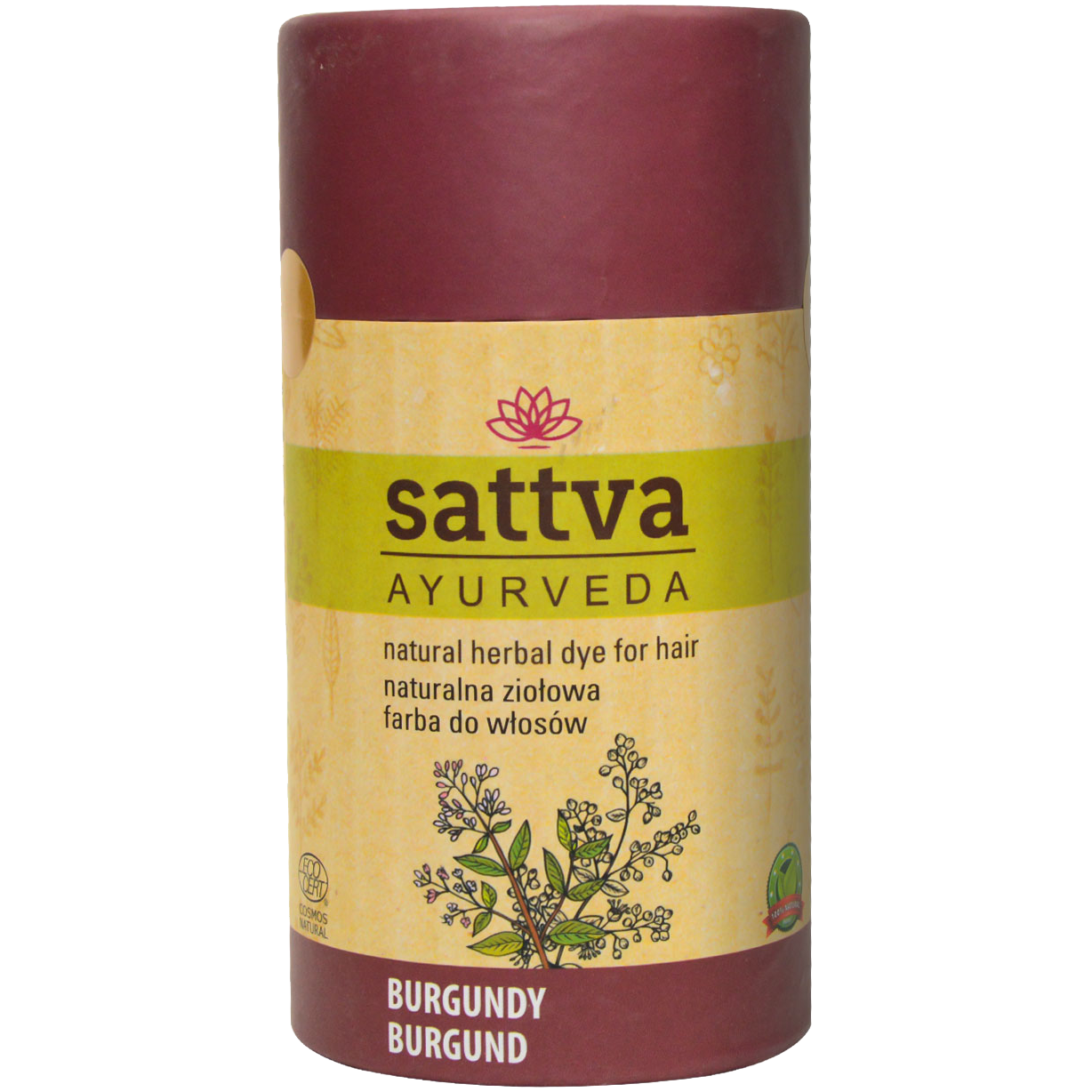 Sattva Ayurveda naturalna ziołowa farba do włosów burgund, 150 g