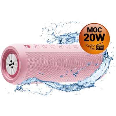 Głośnik mobilny XMUSIC BTS650P Bluetooth 5.3, 20W, IPX6, Przenośny z TWS, Radio FM, AUX, microSD, Różowy