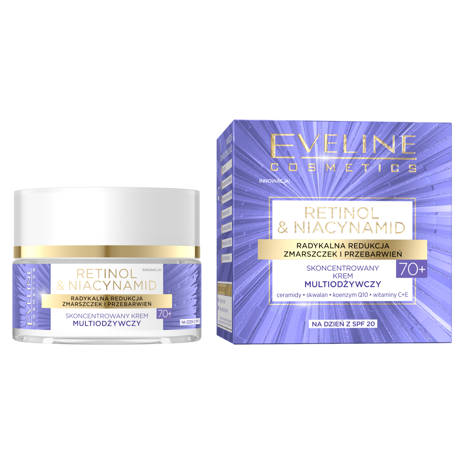 Eveline Cosmetics Retinol&Niacynamid krem do twarzy 70+ z SPF20 na dzień, 50 ml