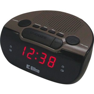 Radiobudzik ELTRA Zebu 06 Brązowo-czarny, Tuner FM, Wyświetlacz LED, Funkcja automatycznego wyłączania, Zasilanie sieciowe