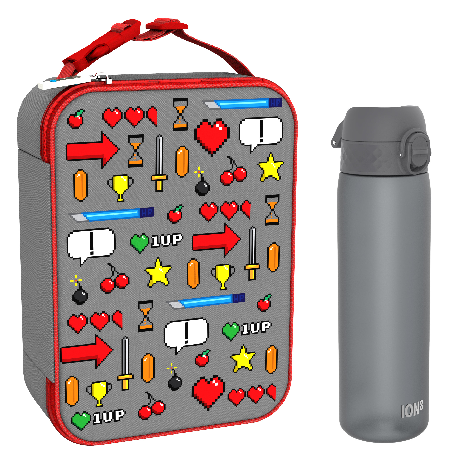 Ion8 zestaw: lunchbag Gamer, 1 szt. + bidon na wodę, poj. 0,6 l, 1 szt.