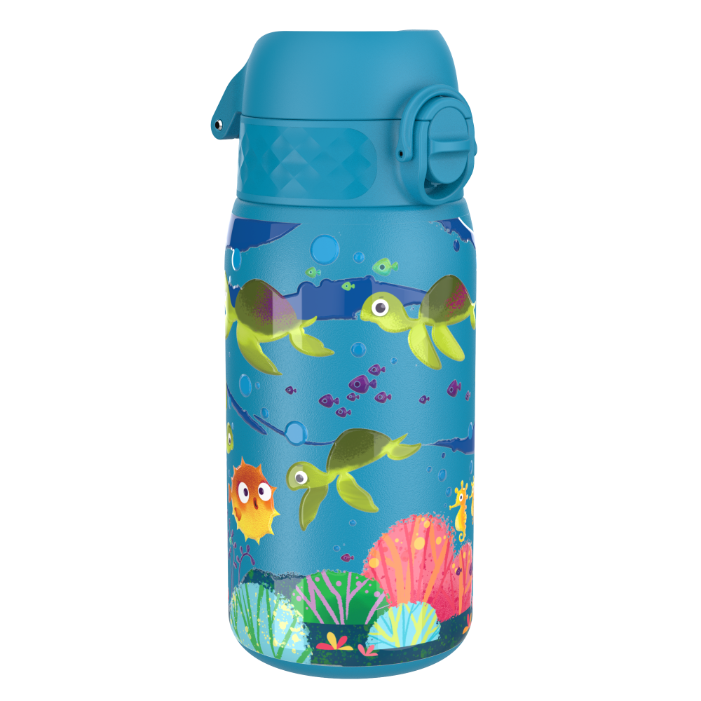 Ion8 bidon stalowy z ustnikiem, Niebieski Zółw morski, poj. 400 ml, 1 szt.