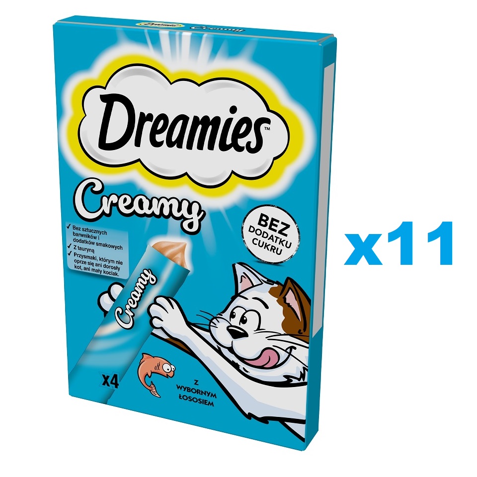 DREAMIES Creamy karma uzupełniająca z wybornym łososiem dla kota 44x10 g