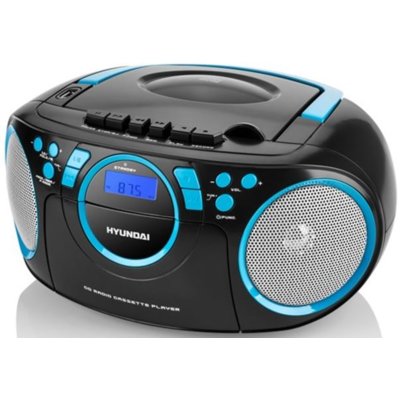 Radioodtwarzacz / Bombox HYUNDAI TRC 788 AU3BBL Czarno-Niebieski, Odtw. CD, CD-R, CD-RW, Kaset, Tuner FM, Zasilanie Bateryjne