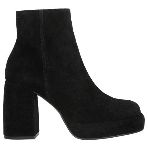 Wojas Czarne Botki Damskie Na Słupku Z Dwoiny Welurowej