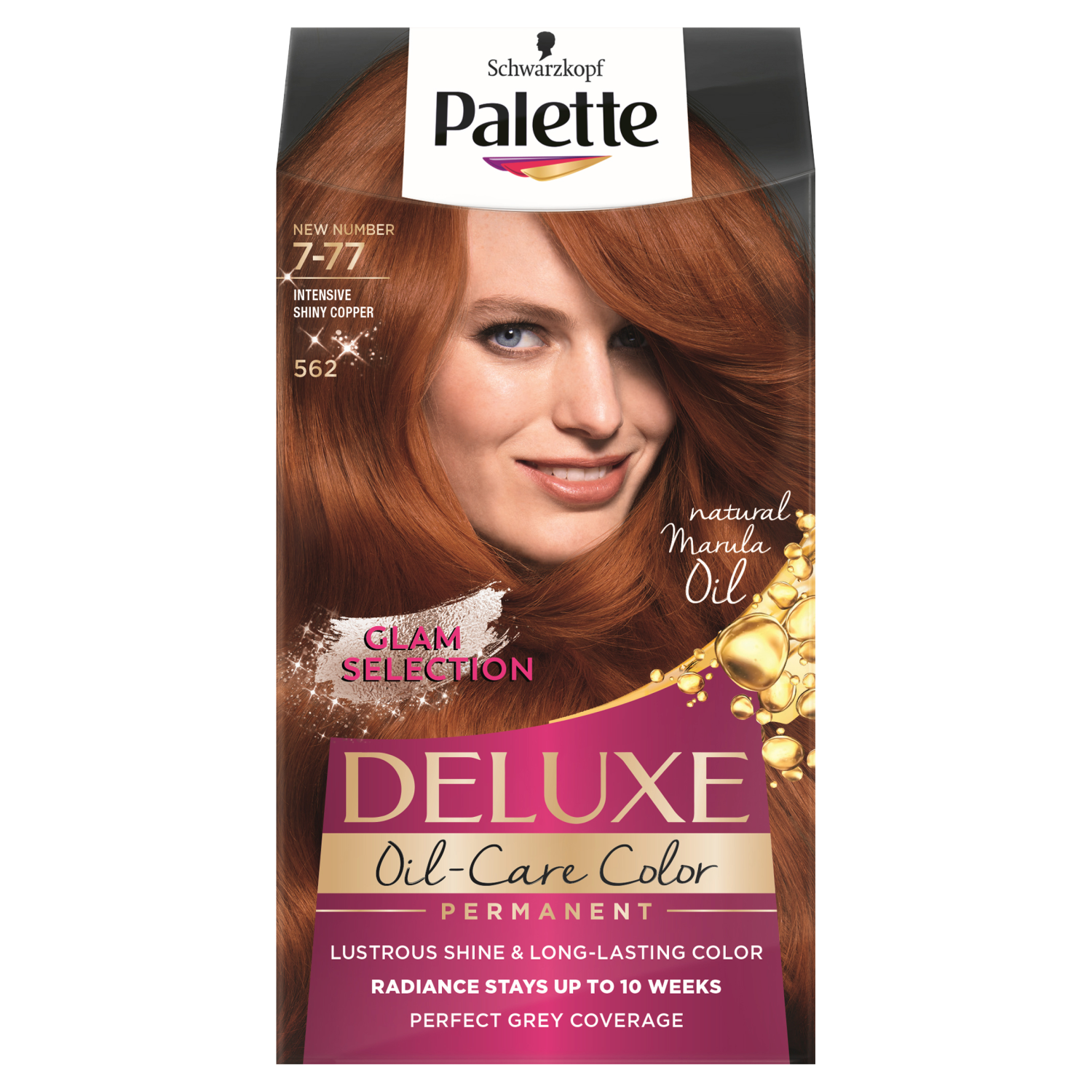 Palette Deluxe Oil-Care farba do włosów 7-77 (562) intensywna lśniąca miedź, 1 opak.