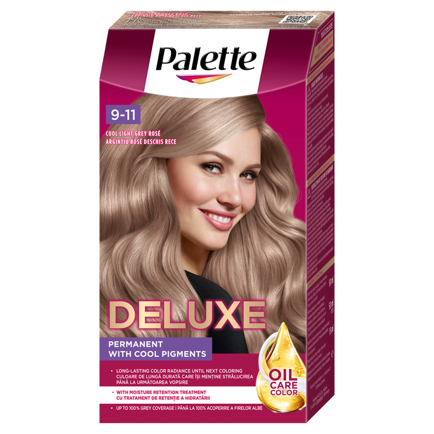 Palette Deluxe Oil Care Color farba do włosów 9-11 cool light grey rose, 1 opak.
