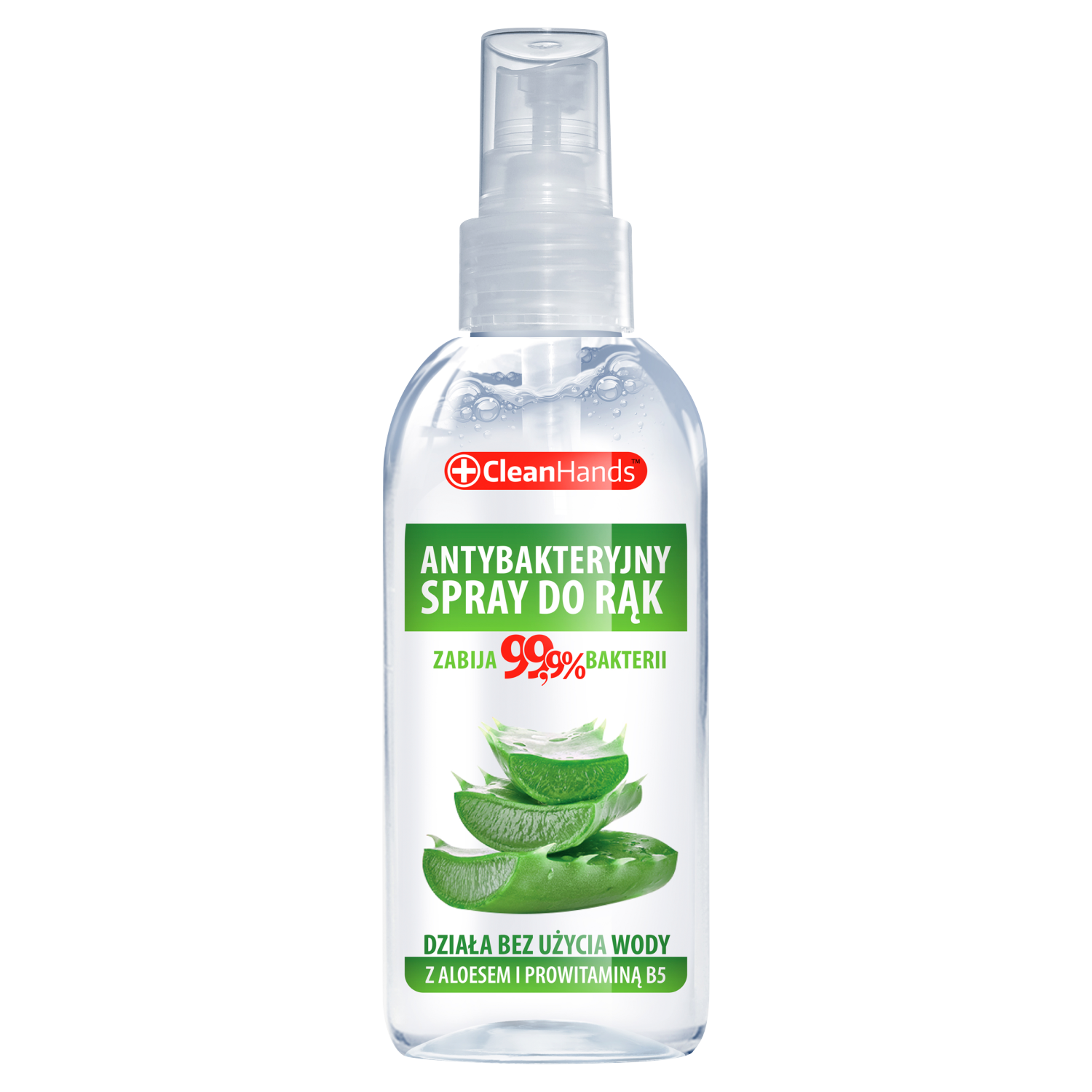 CleanHands antybakteryjny spray do rąk z aloesem i prowitaminą B5, 100 ml