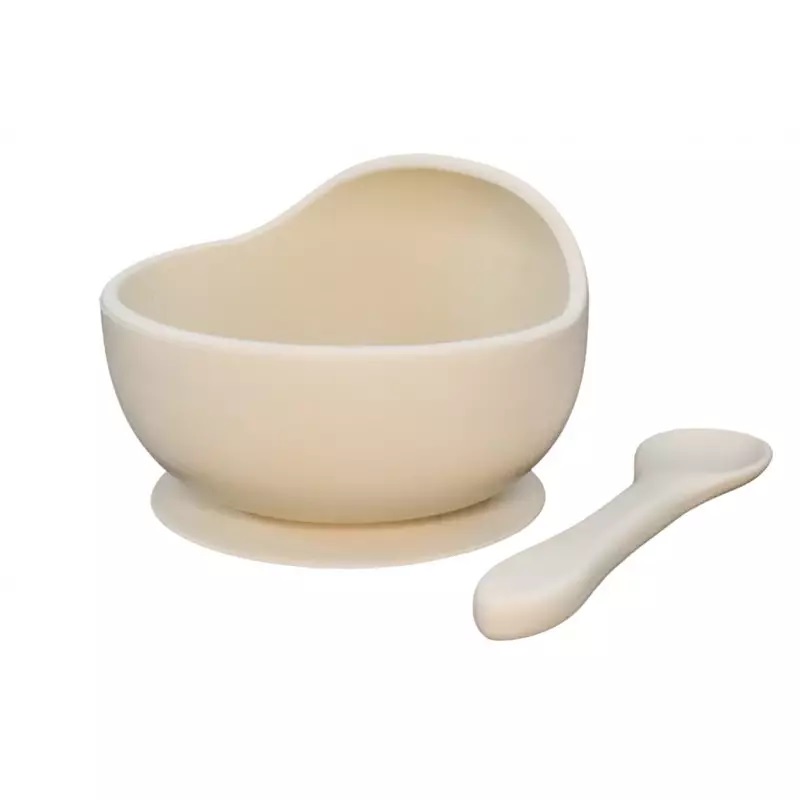 MyRoys silikonowa miseczka z łyżeczką Beżowa, 1 szt.
