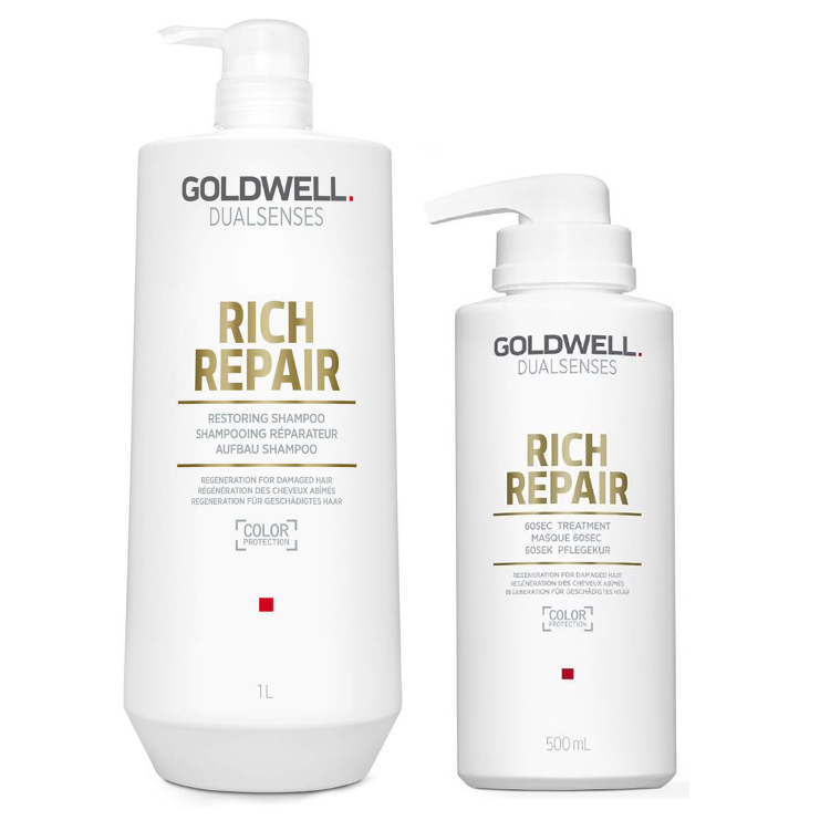 Goldwell DualSenses Rich Repair zestaw regenerujący do włosów: szampon, 1000 ml + maska, 500 ml
