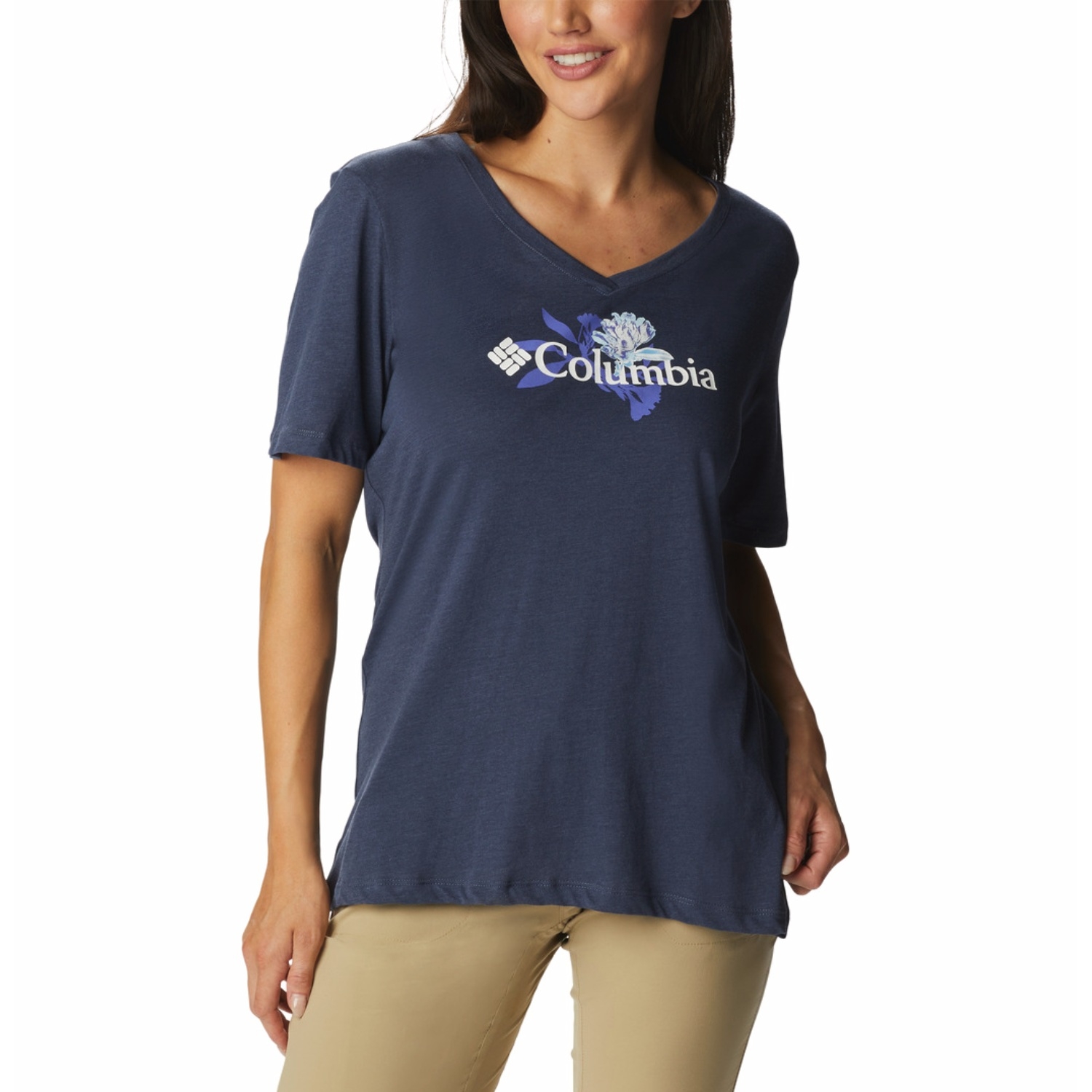 Koszulka damska Columbia Bluebird Day Relaxed V Neck nocturnal - S