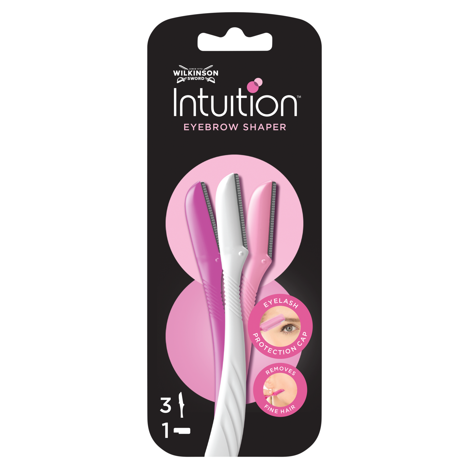 Wilkinson Sword Intuition Perfect Finish jednorazowe maszynki do brwi i twarzy, 3 szt.