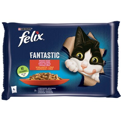 Karma dla kota FELIX Fantastic Kurczak i Wołowina (4 x 85 g)