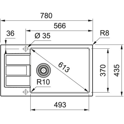 Zlewozmywak jednokomorowy z ociekaczem FRANKE Sirius S2D Slim 611-78 XL 143.0618.646 Onyx 43.5x78