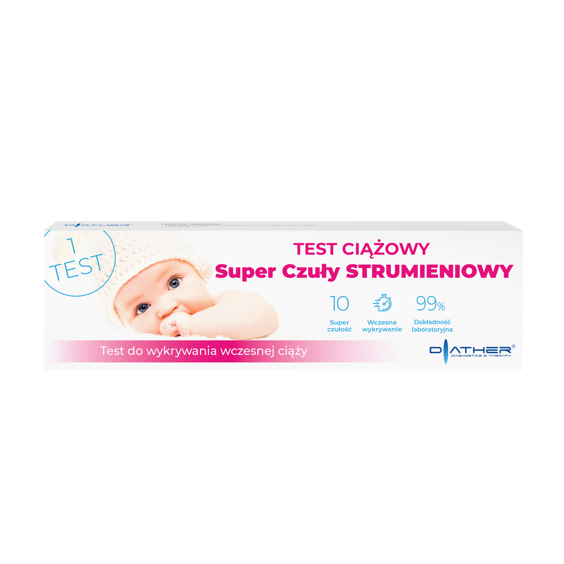 Diather test ciążowy super czuły strumieniowy, 1 szt.