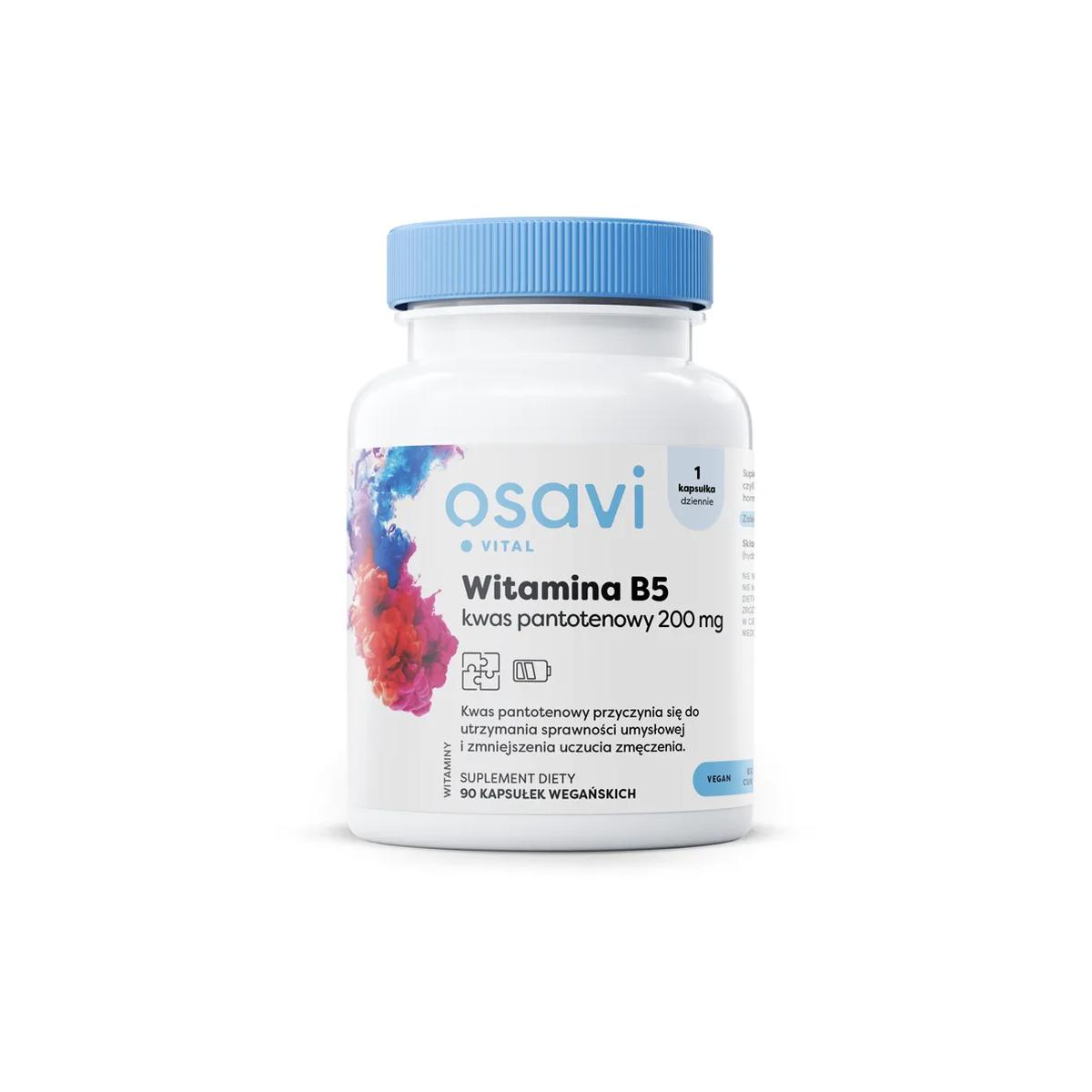Osavi suplement diety witamina B5 kwas Pantotenowy, 200mg, 90 kaps./1 opak.