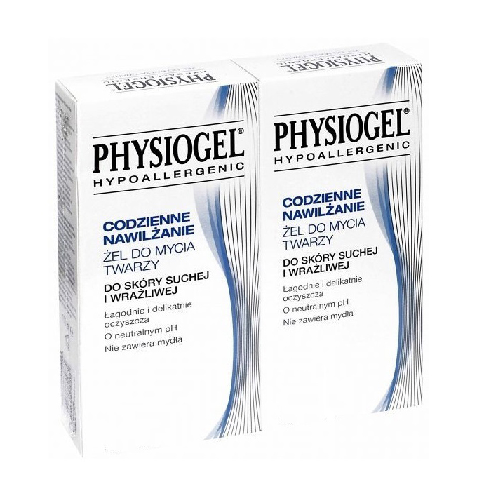 Physiogel żel do mycia twarzy do skóry suchej i wrażliwej, 2x150 ml/1 opak.