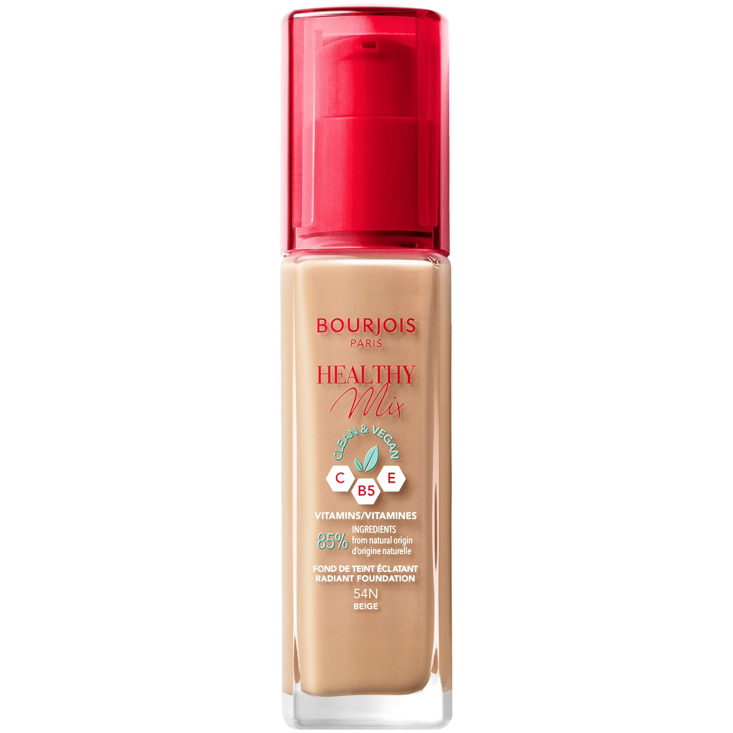 Bourjois Healthy Mix Clean wegański podkład rozświetlający nr 54 beige, 30 ml