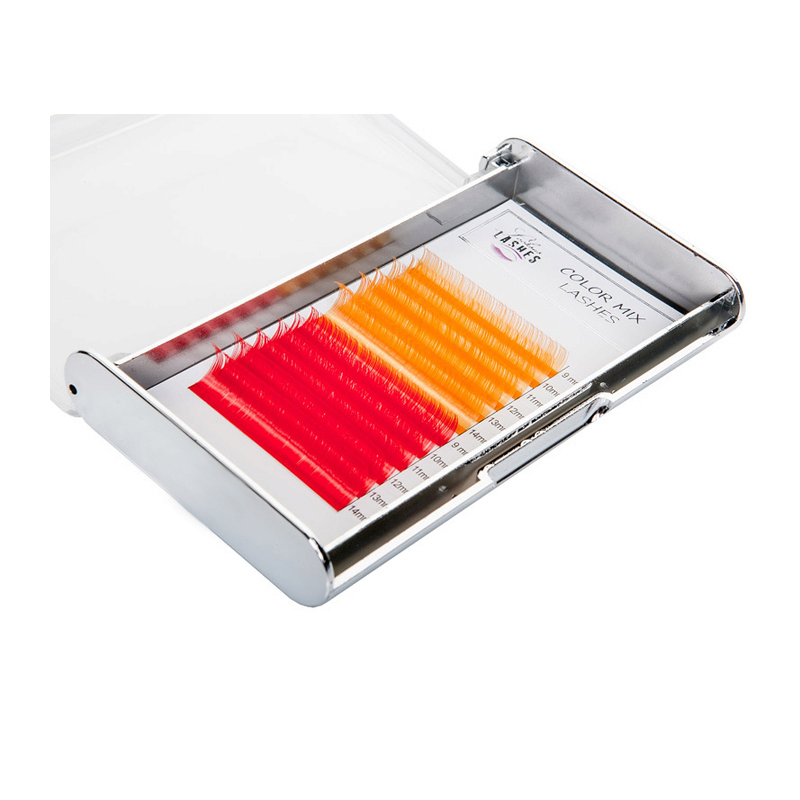 Looksus Lashes Color Mix 0,07 kolorowe rzęsy do przedłużania Red, skręt D, 1 opak.