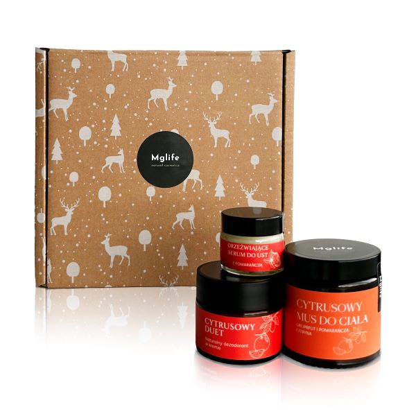 Mglife zestaw: serum do ust z pomarańczą, 15 ml + cytrynowy mus do ciała, 120 ml + dezodorant cytrusowy duet, 50 ml