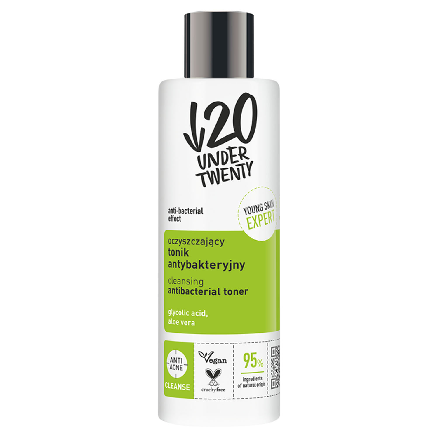 Under Twenty oczyszczający tonik antybakteryjny do twarzy, 200 ml