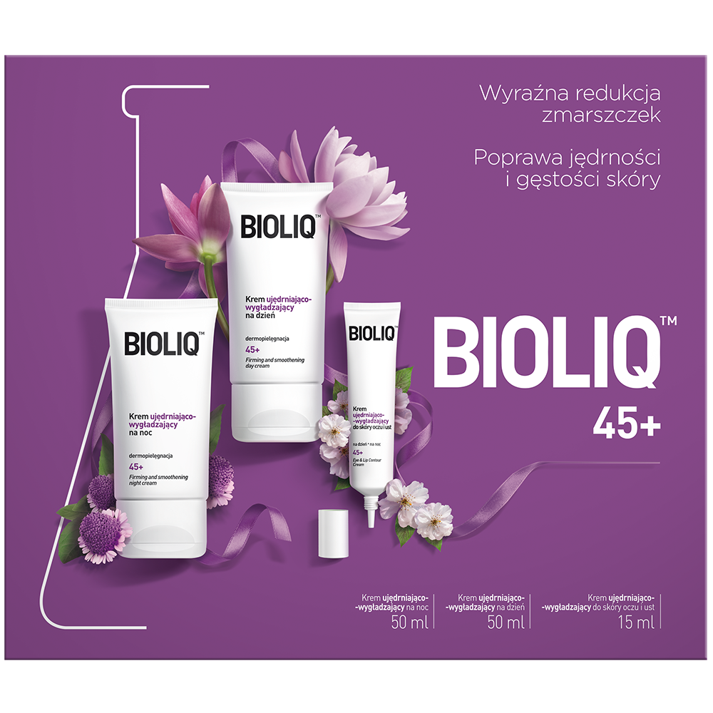 Bioliq 45+ zestaw: ujędrniająco-wygładzający krem do twarzy na dzień, 50 ml + ujędrniająco-wygładzający krem do twarzy na noc, 50 ml + ujędrniająco...
