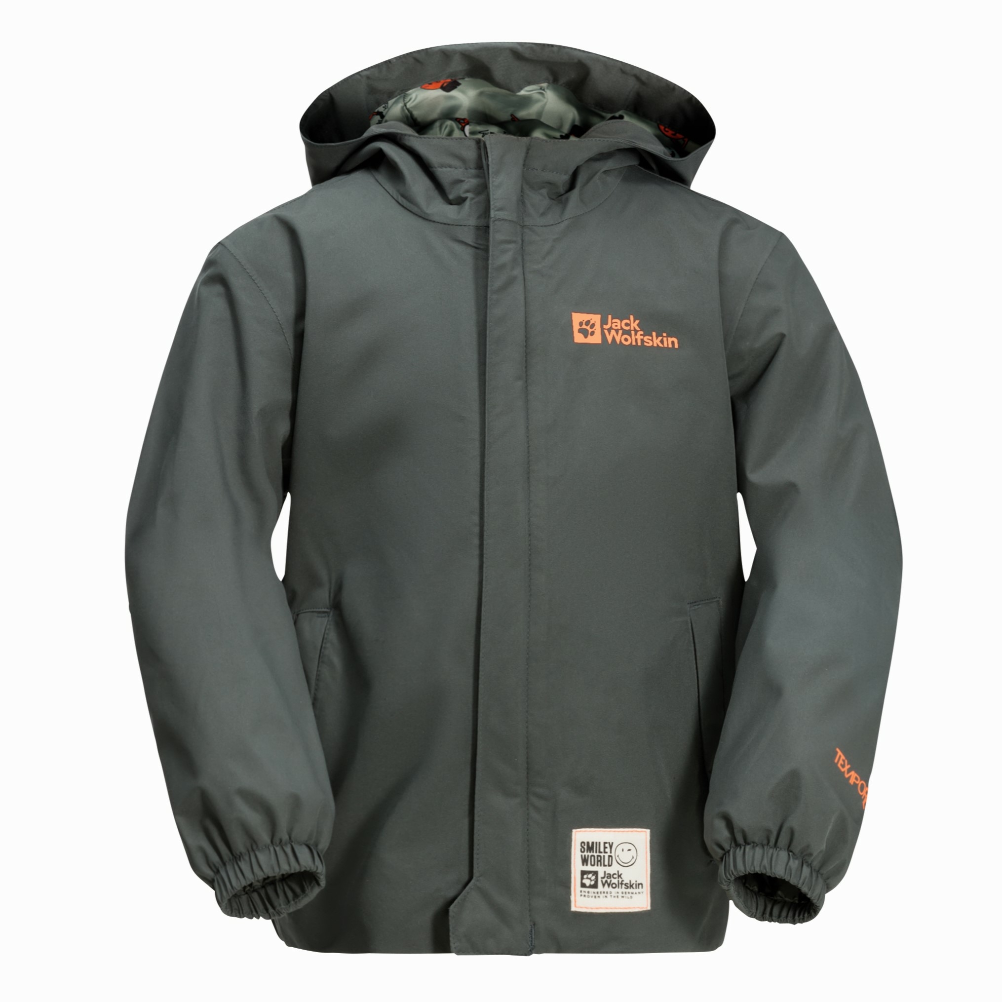 Dziecięca kurtka przeciwdeszczowa Jack Wolfskin SMILEYWORLD 2L JKT K slate green - 92
