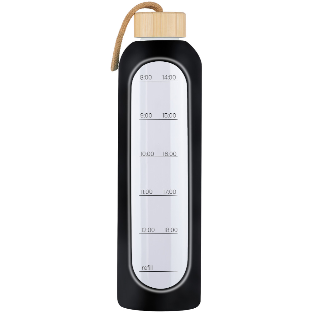 KiCA Hydro Glass szklana butelka czarna, poj. 1000 ml, 1 szt.