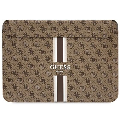 Etui na laptopa GUESS Sleeve 4G Printed Stripes 16 cali Brązowy