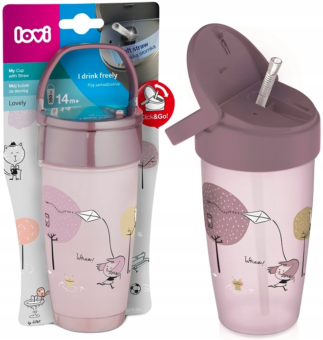 LOVI ACTIVE kubek ze słomką i uchwytem 350 ml