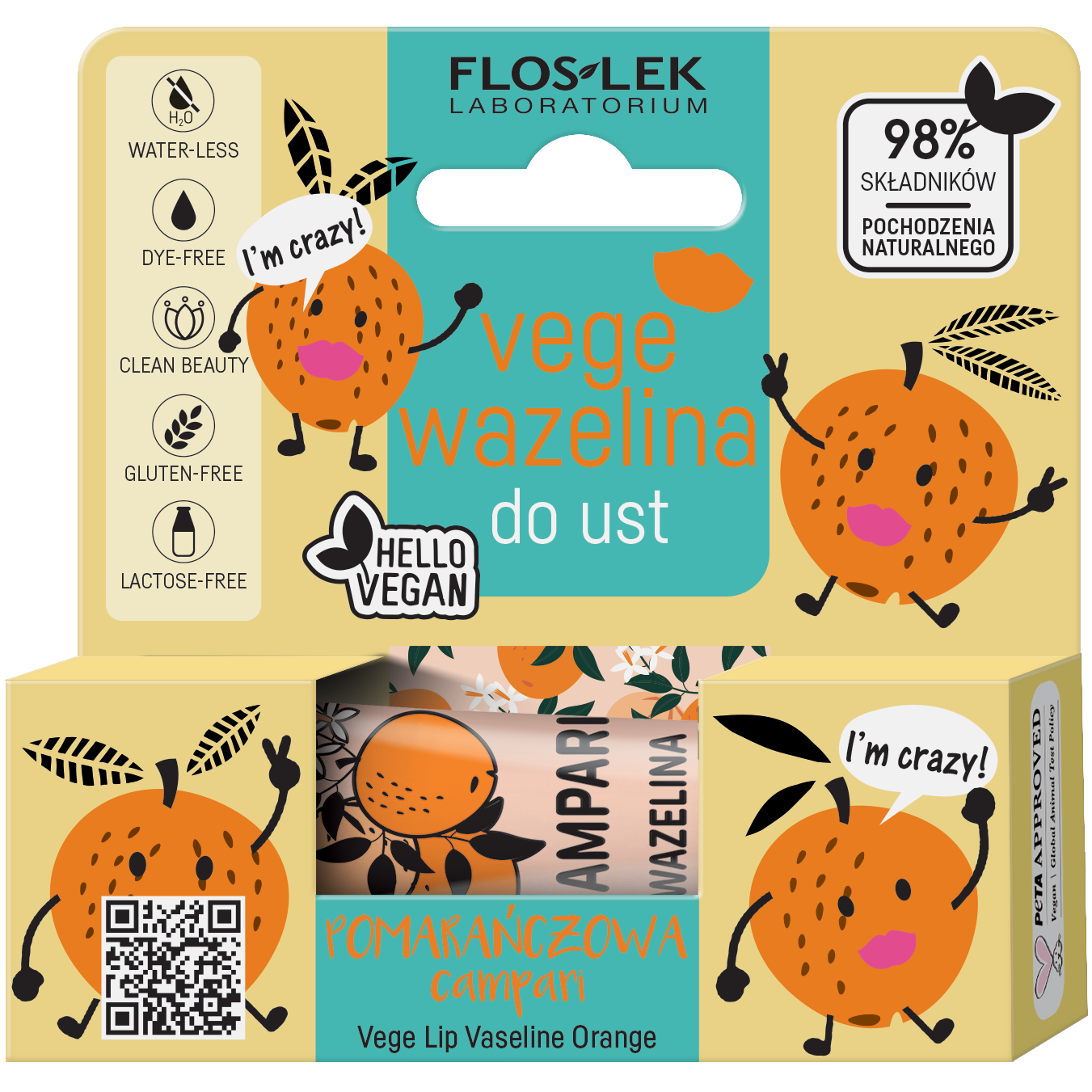 Floslek Vege wazelina do ust campari, 10 g