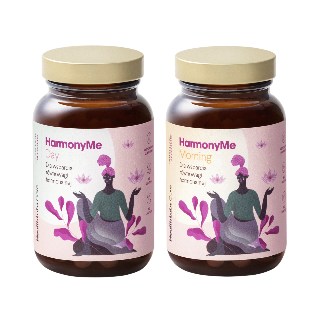 Health Labs Care HarmonyMe zestaw: suplement diety wsparcie równowagi hormonalnej Morning 60, kaps./1 opak. + suplement diety wsparcie równowagi ho...