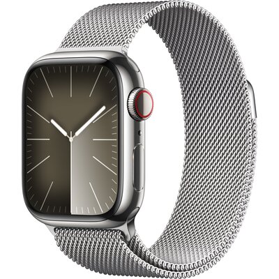 APPLE Watch 9 GPS + Cellular 41mm koperta ze stali nierdzewnej (srebrny) + bransoleta mediolańska (srebrny)