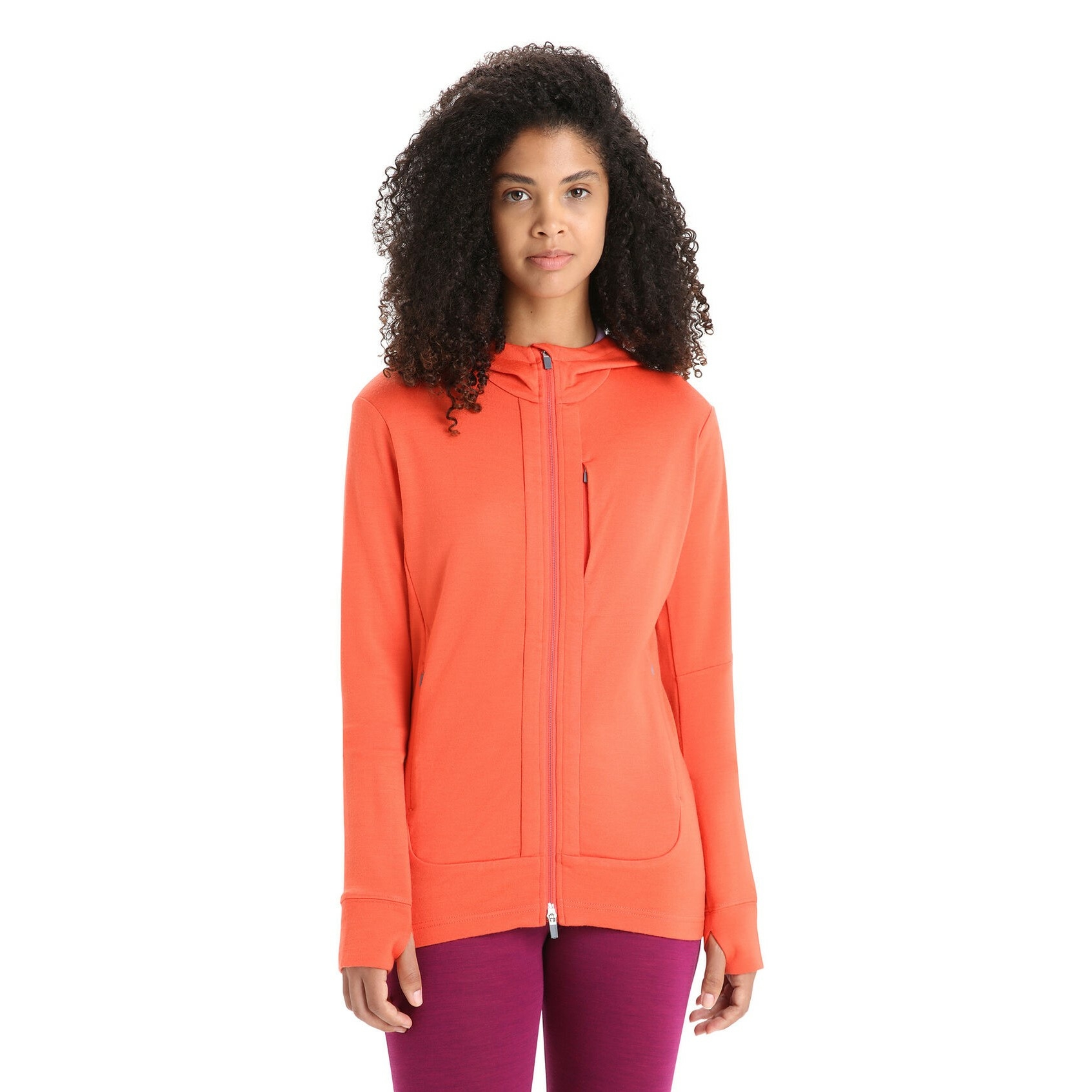 Damska bluza Icebreaker Quantum III LS Full Zip Hoodie vibrant earth/purple gaze - S