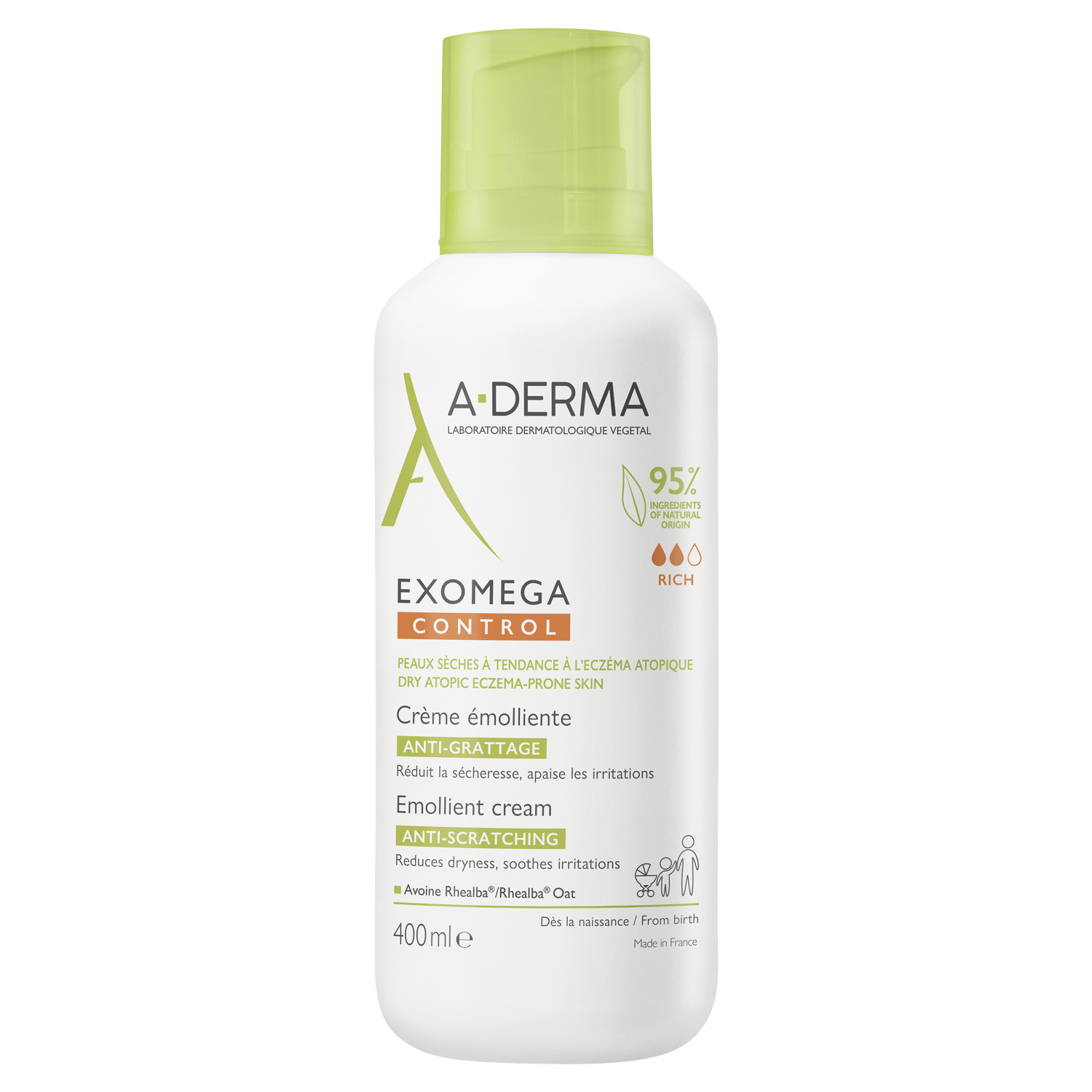 A-Derma Exomega Control nawilżająco-zmiękczający krem do twarzy i ciała, 400 ml