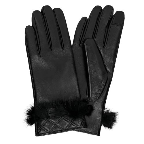 Wojas Czarne Rękawiczki Damskie Ze Skóry Licowej
