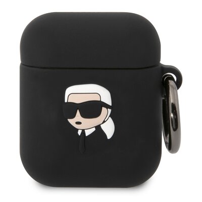 Etui na słuchawki KARL LAGERFELD Silicone Karl Head 3D do Apple AirPods 1/2 Czarny
