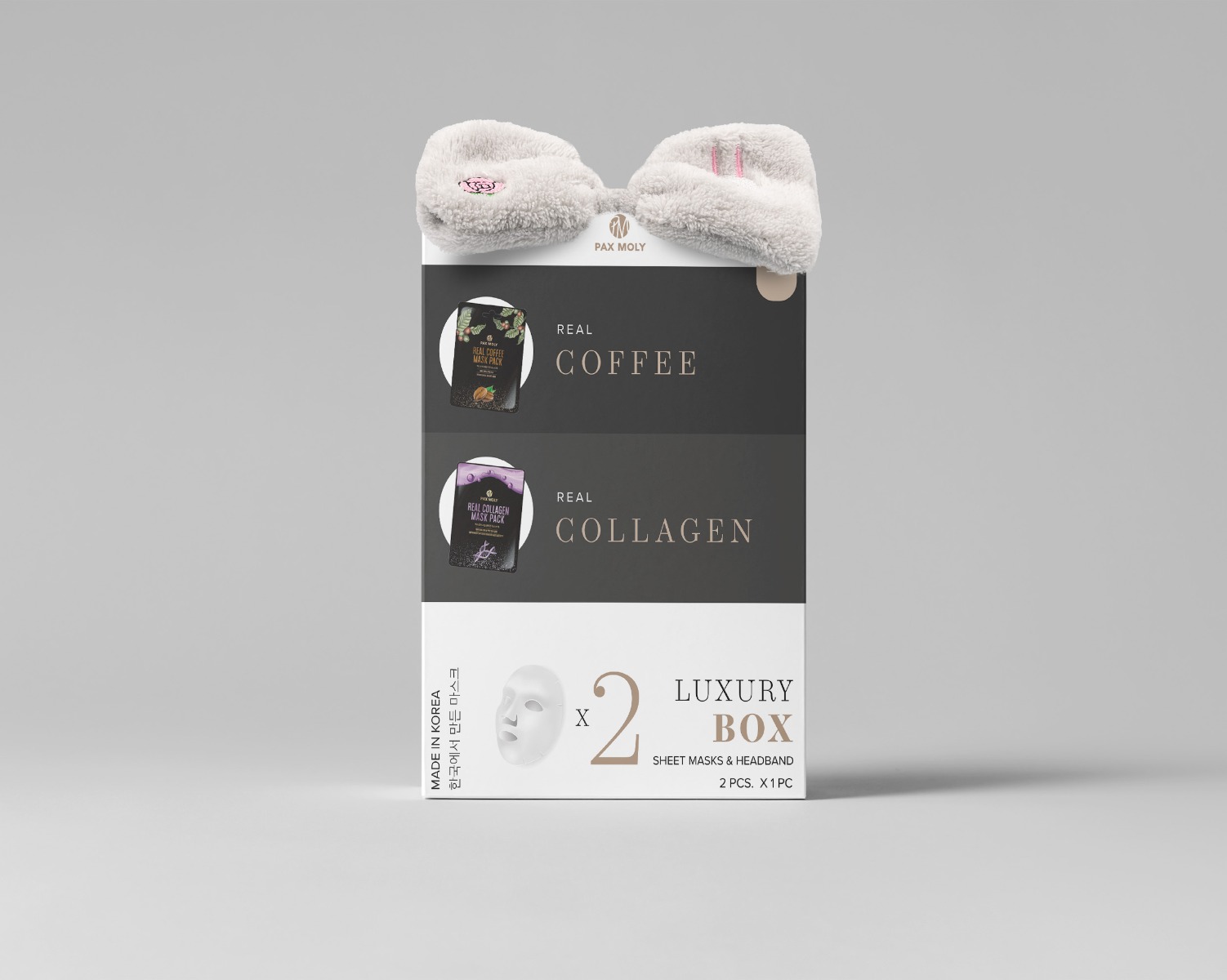 Pax Moly Luxury Box zestaw maseczek w płachcie z opaską kosmetyczną, 1 szt.