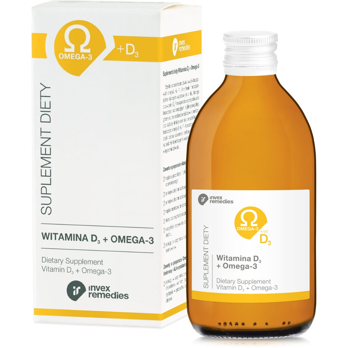 Invex Remedies Witamina D3 + Omega 3 suplement diety w płynie, 300 ml