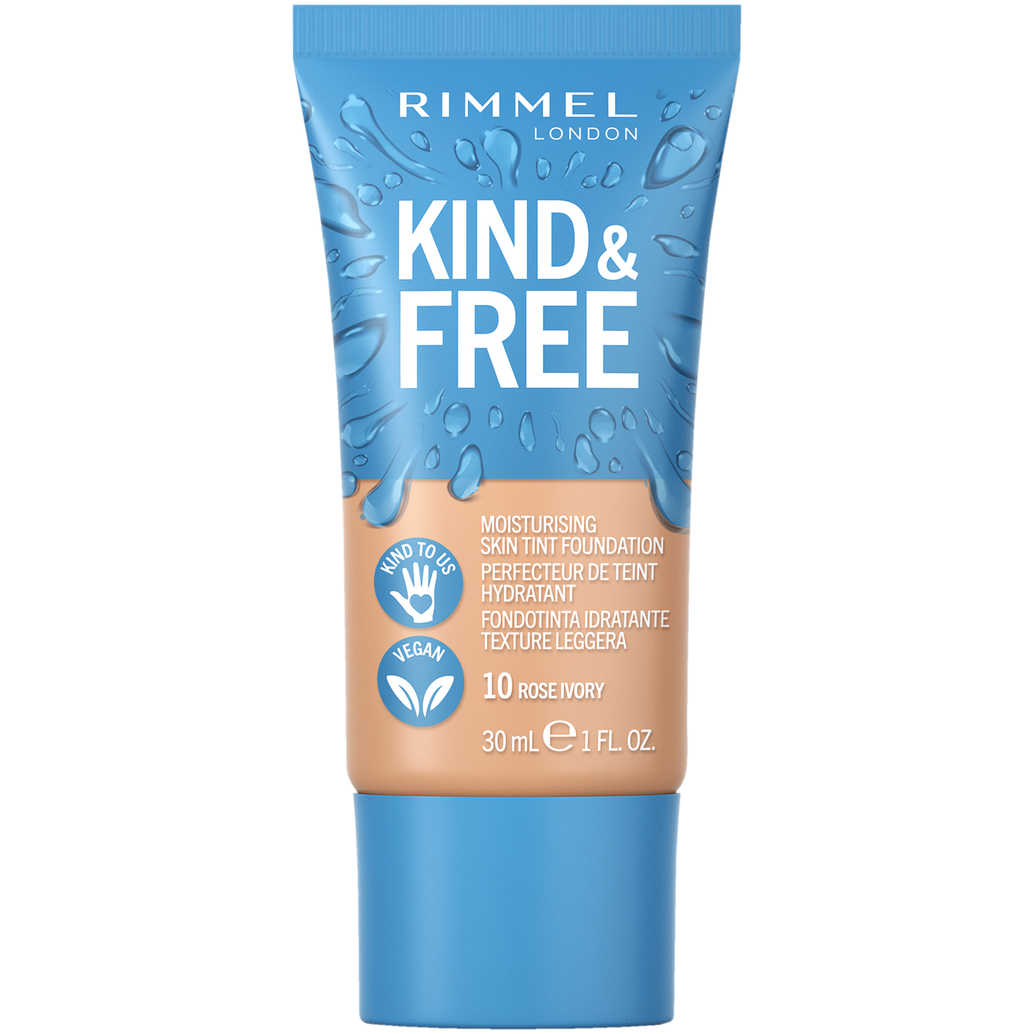 Rimmel Kind&Free wegański podkład nawilżający do twarzy 010 rose ivory, 30 ml
