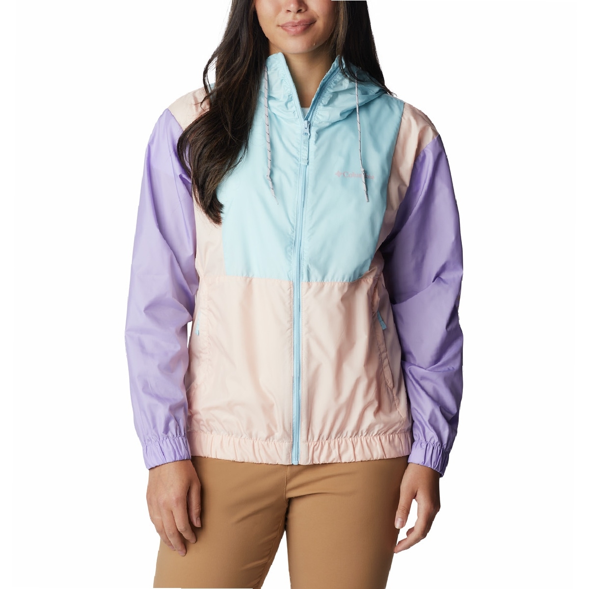 Kurtka wiatrówka damska Columbia Lily Basin Jacket spring blue/frosted purple/peach blssm - S