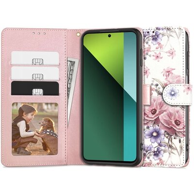 Etui TECH-PROTECT Wallet do Xiaomi Redmi Note 13 Pro 5G/Poco X6 5G Kwiaty