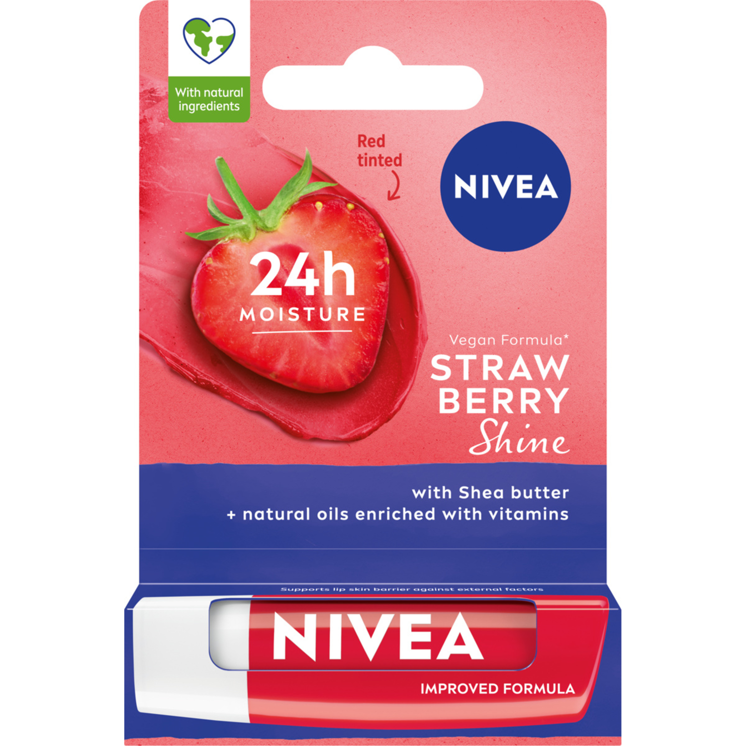 Nivea Strawberry Shine pielęgnująca pomadka od ust, 4,8 g