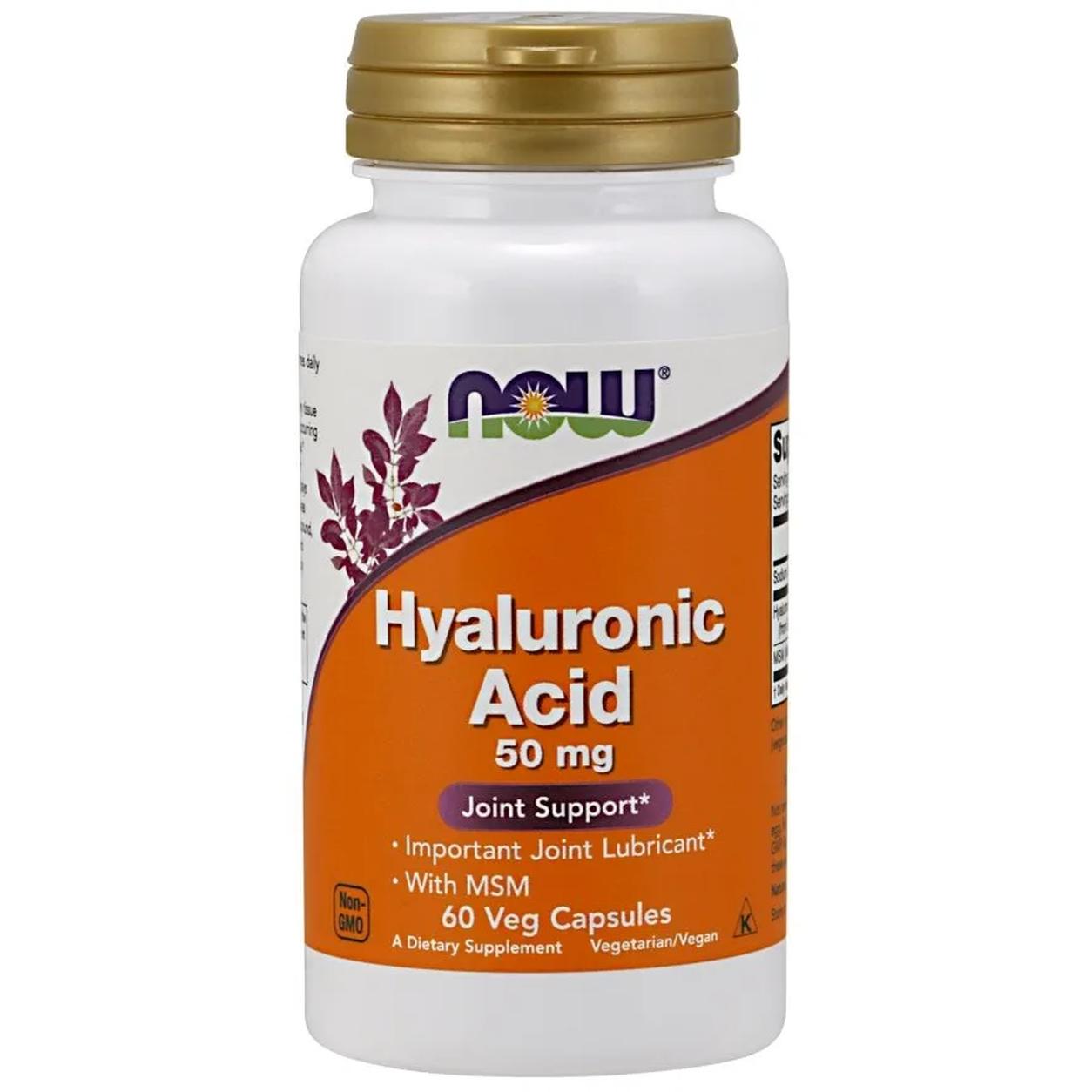 Now Foods suplement diety kwas hialuronowy z MSM, 50mg, 60 kaps./1 opak.