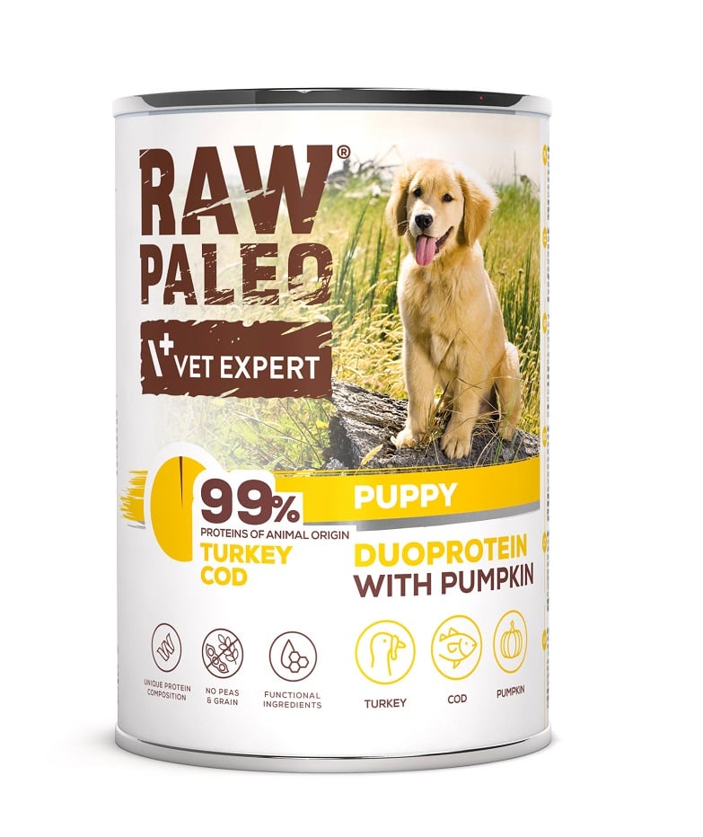 RAW PALEO Turkey Cod Puppy 400g karma mokra indyk z dorszem dla szczeniąt