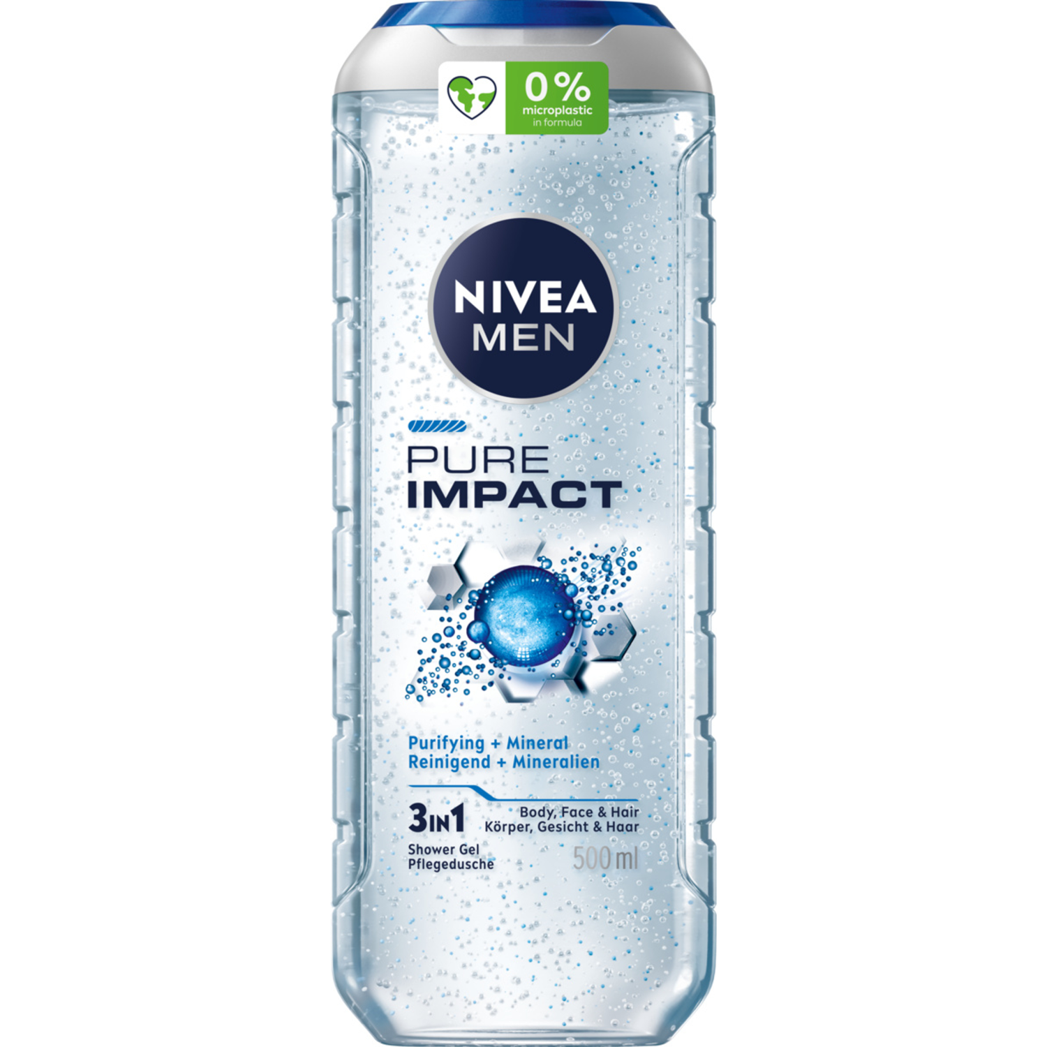 Nivea MEN Pure Impact odświeżający żel pod prysznic męski, 500 ml