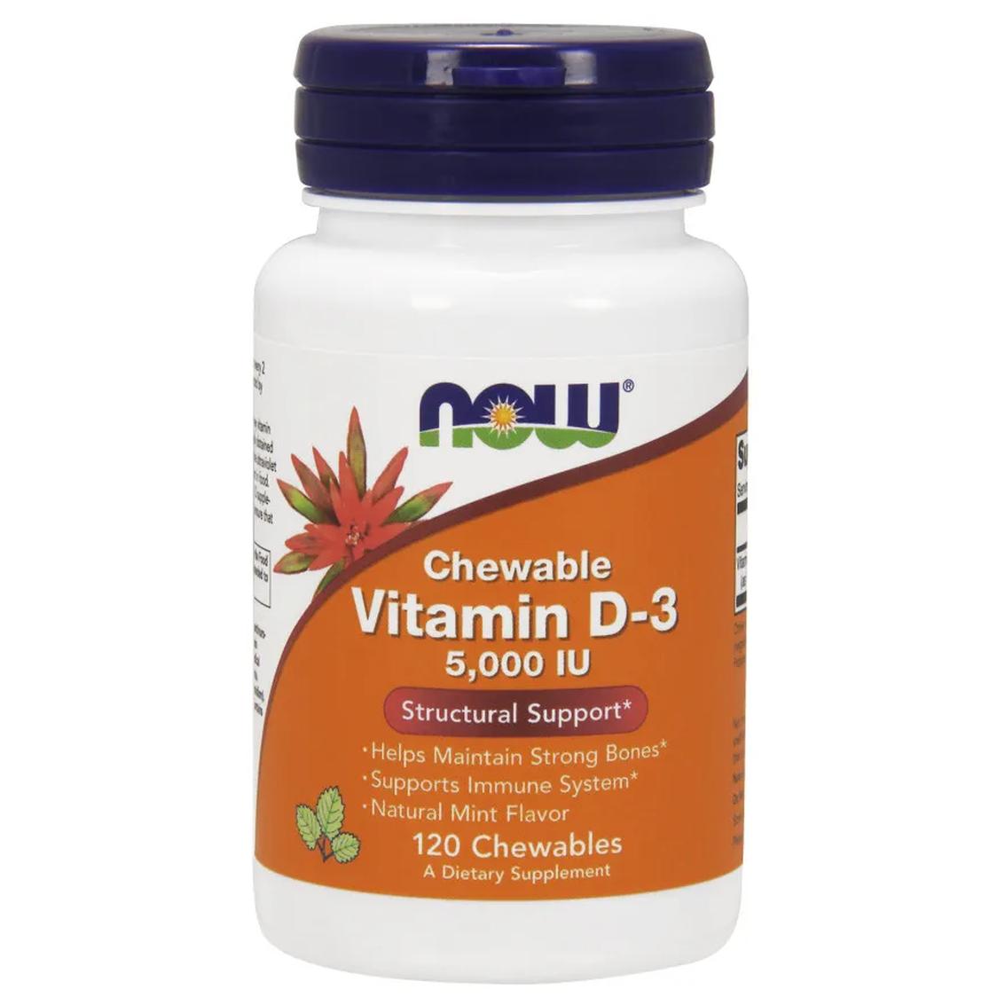 Now Foods suplement diety witamina D3 do ssania, 5000 IU, 120 tabl./1 opak.