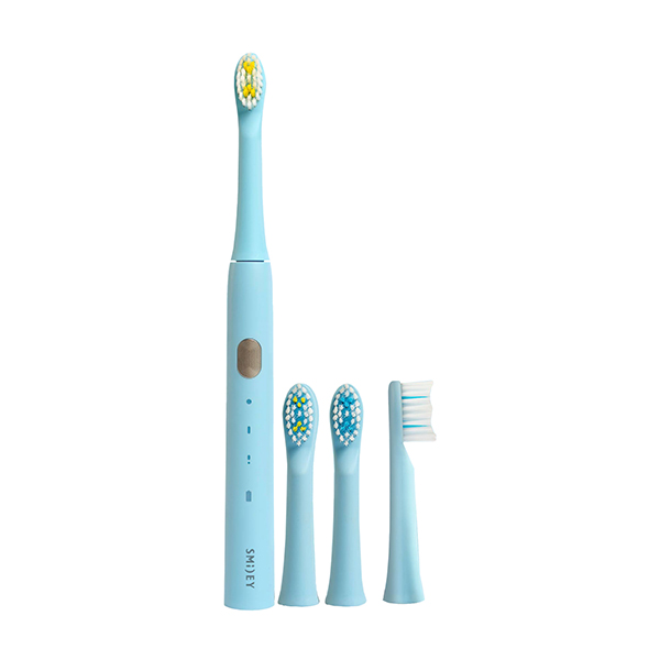 Smiley Light zestaw: szczoteczka soniczna Niebieska + końcówki zapasowe, 3 szt.
