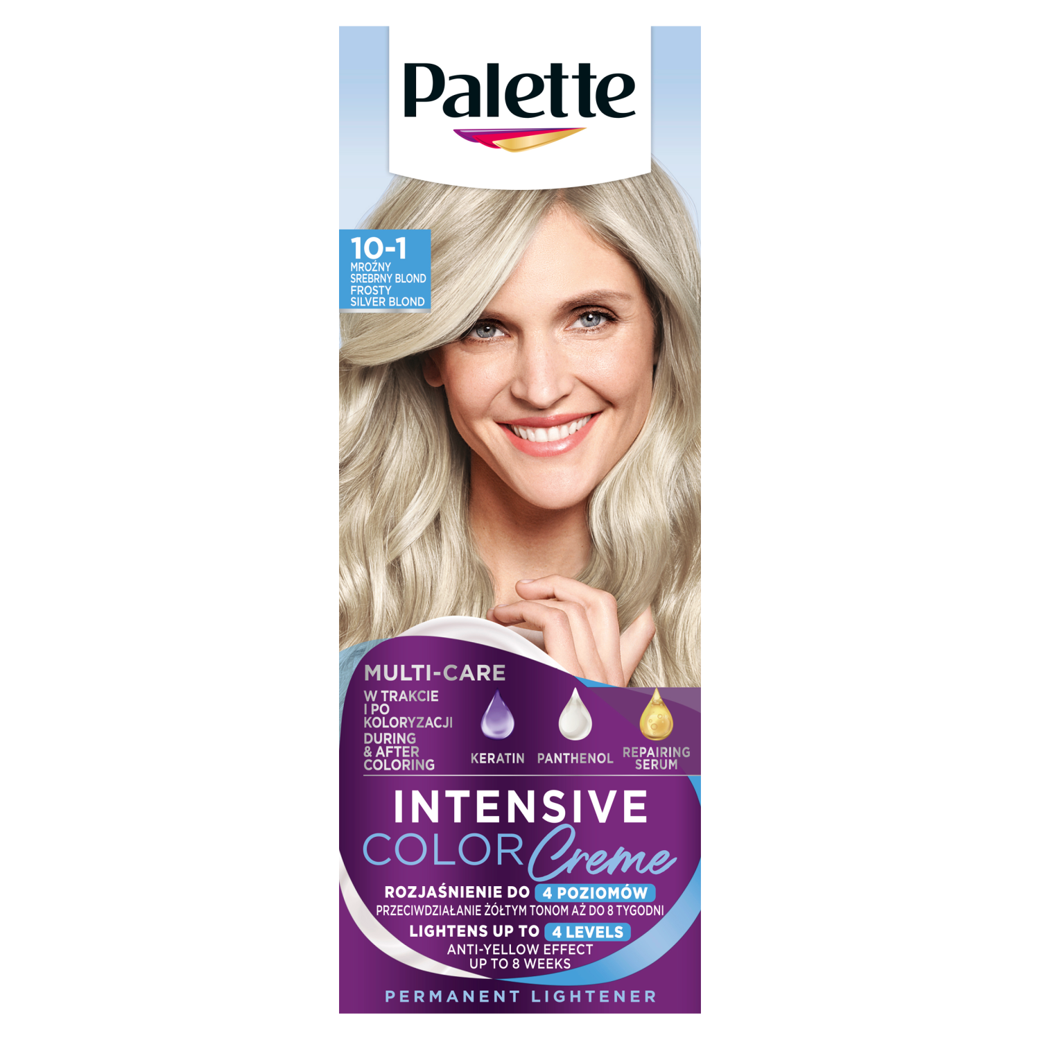 Palette Intensive Color Creme farba do włosów w kremie rozjaśniacz 10-1 (c10) mroźny srebrny blond, 1 opak.